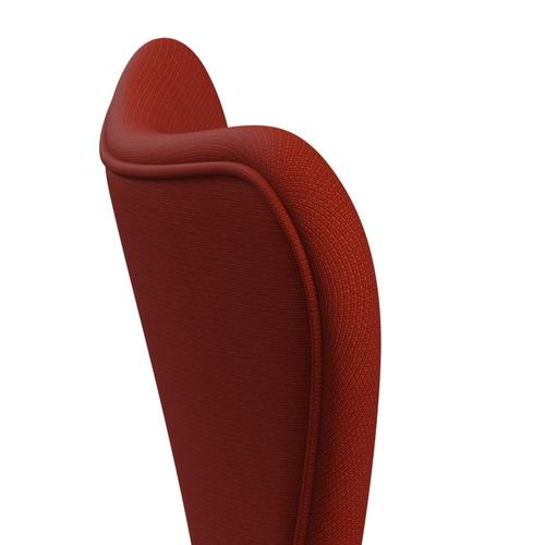 Fritz Hansen 3107 Chair Full Upholstery, Silver Grey/Fame Orange Red