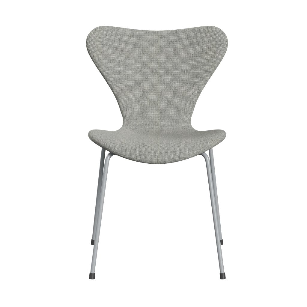 Fritz Hansen 3107 Stuhl Vollbeziegele, silbergrau/hallingdal weiß/grau