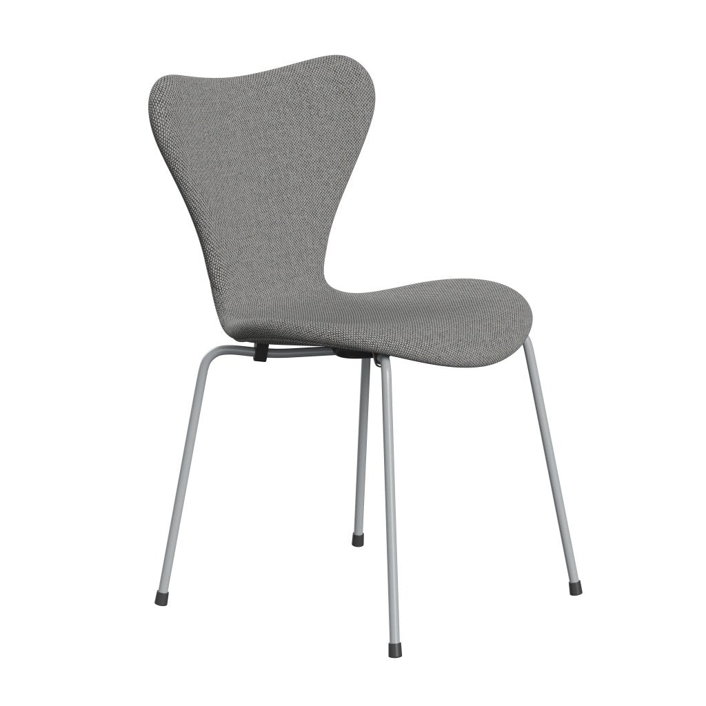 Fritz Hansen 3107 Chair Full Upholstery, Silver Grey/Re Wool Wool White/Natural