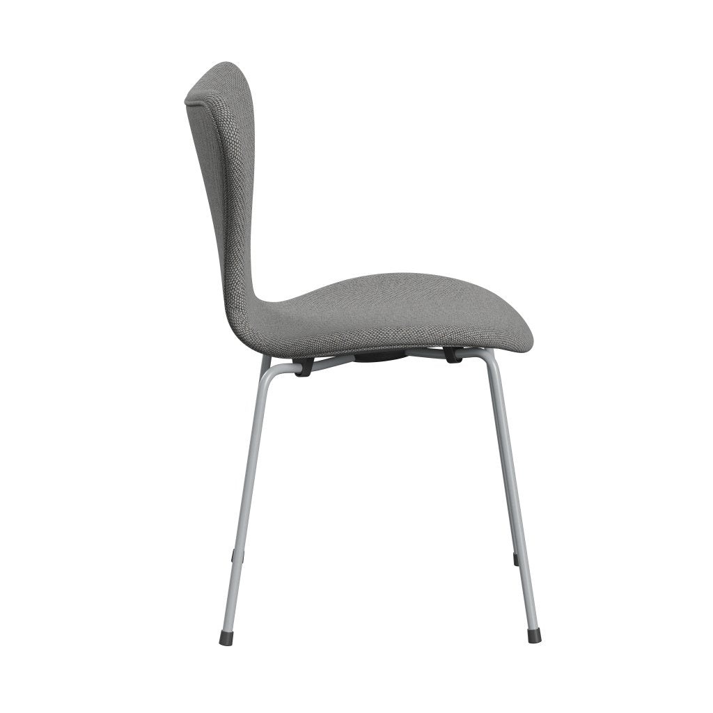 Fritz Hansen 3107 chaise complète complète, gris argenté / laine en laine blanche / naturel