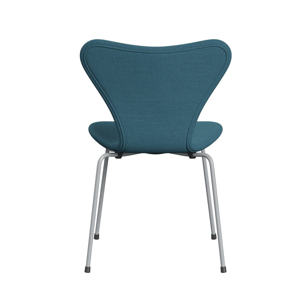 Fritz Hansen 3107 Chair Full Upholstery, Silver Grey/Steelcut Trio Turquoise