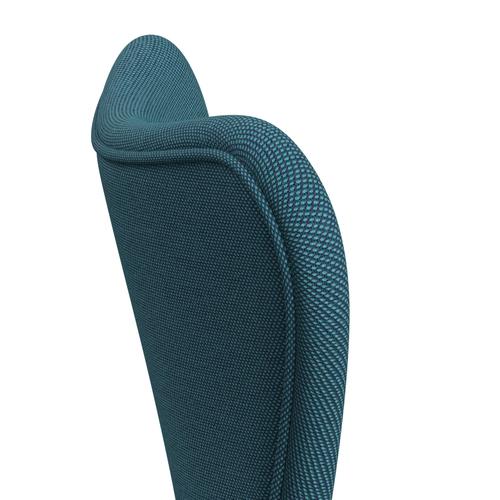 Fritz Hansen 3107 chaise complète en plein air, gris argenté / Trio en acier turquoise