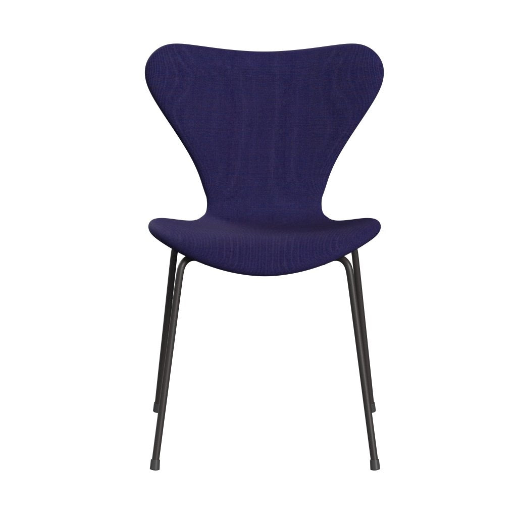 Fritz Hansen 3107 chaise complète complète, graphite chaud / toile bleu éclectique
