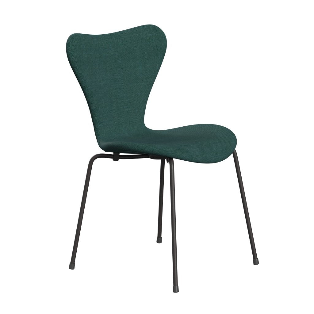 Fritz Hansen 3107 chaise pleine rembourrage, graphite chaud / toile émeraude vert