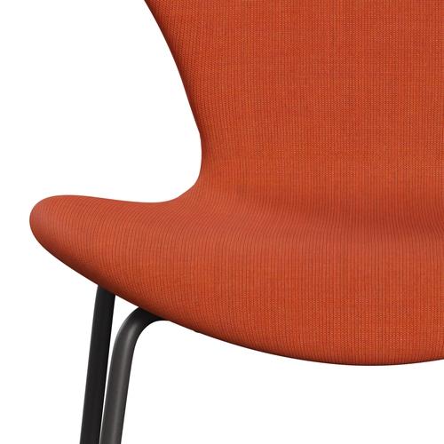 Fritz Hansen 3107 chaise pleine d'ameublement, graphite chaud / toile orange douce