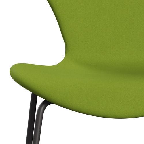 Fritz Hansen 3107 chaise pleine d'ameublement, graphite chaud / confort vert clair (C68000)