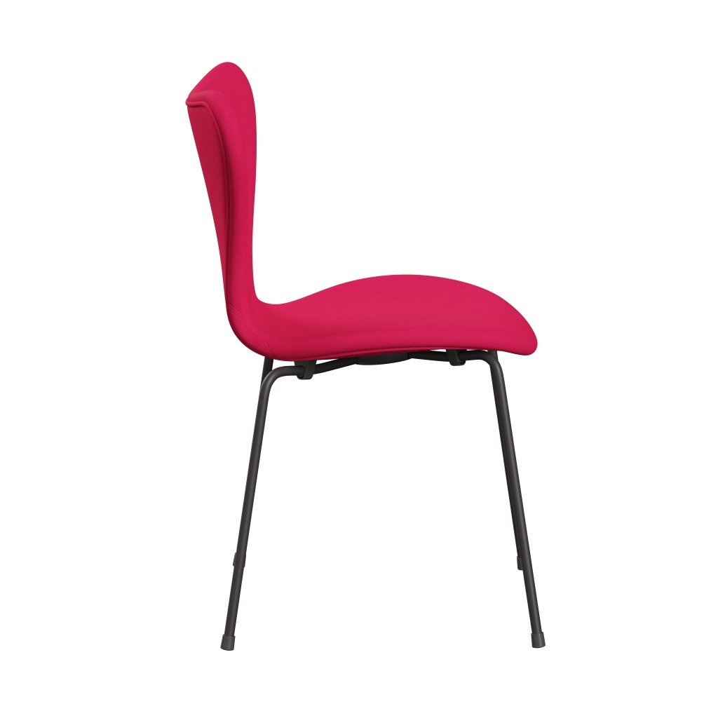 Fritz Hansen 3107 chaise pleine d'ameublement, graphite chaud / confort rose