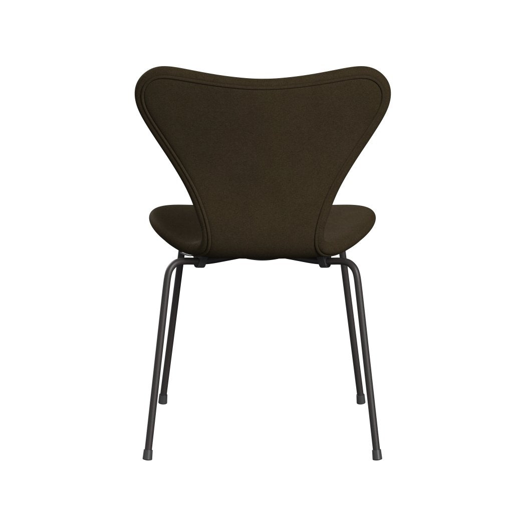 Fritz Hansen 3107 chaise complète complète, graphite chaud / Divina Brown (Div984)