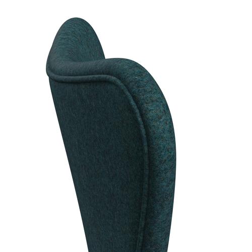 Fritz Hansen 3107 chaise complète complète, graphite chaud / divina md turquoise sombre