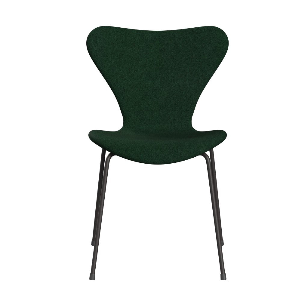 Fritz Hansen 3107 Silla tapicería completa, grafito cálido/divina melange cálido verde oscuro verde