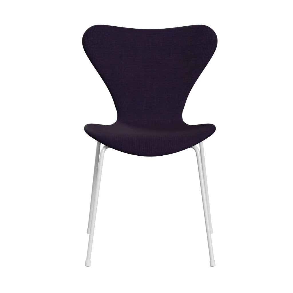 Fritz Hansen 3107 Stuhl Vollbeziegele, weiß/leinwandmarineblau