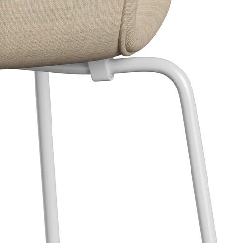 Fritz Hansen 3107 chaise pleine d'ameublement, blanc de sable blanc / toile