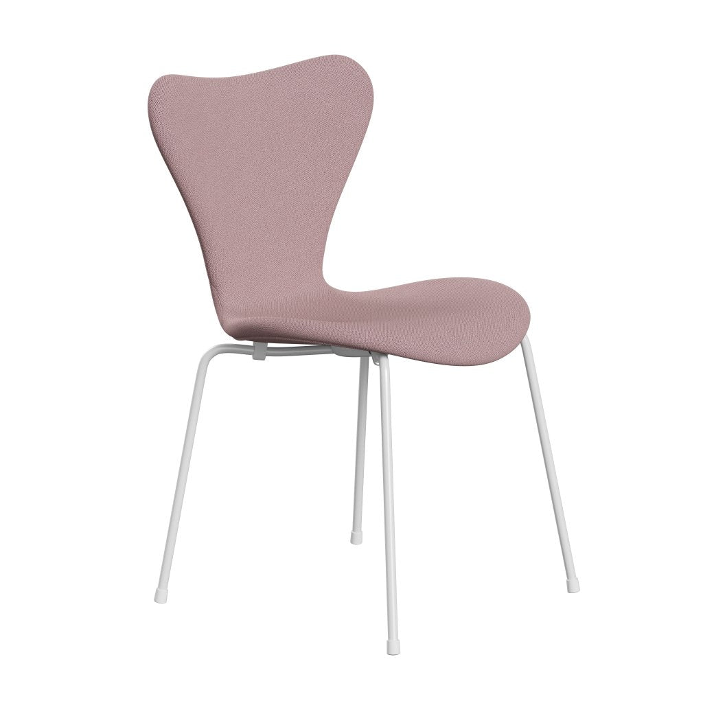 Fritz Hansen 3107 Stuhl Vollbeziegele, weiß/fangen rosa