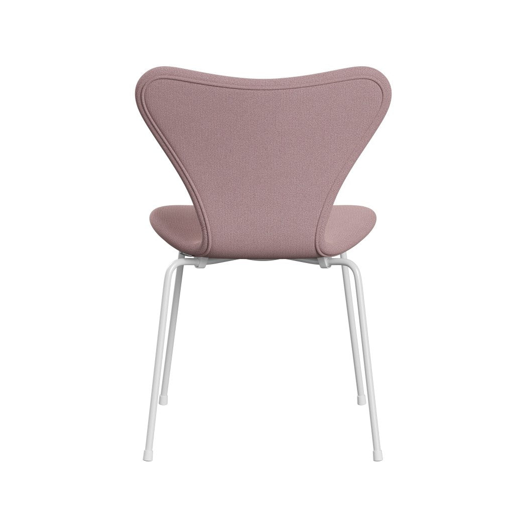 Fritz Hansen 3107 Stuhl Vollbeziegele, weiß/fangen rosa