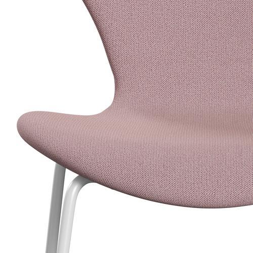 Fritz Hansen 3107 Stuhl Vollbeziegele, weiß/fangen rosa