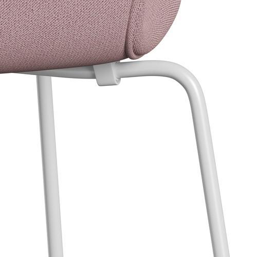 Fritz Hansen 3107 Stuhl Vollbeziegele, weiß/fangen rosa