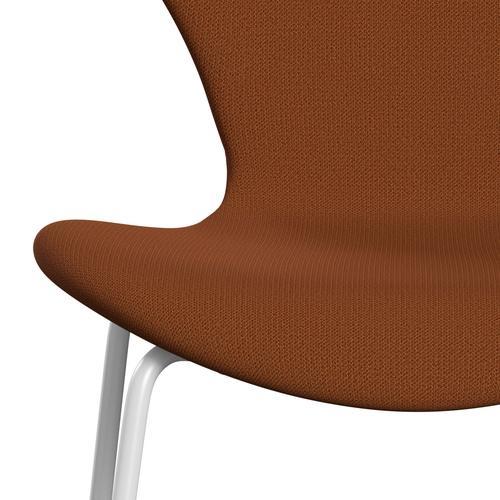 Fritz Hansen 3107 stol full klädsel, vit/fångst rost/orange