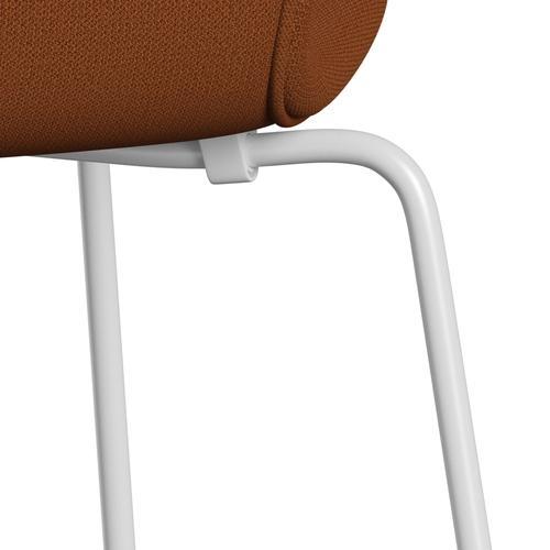 Fritz Hansen 3107 Chair Full Upholstery, White/Capture Rust/Orange