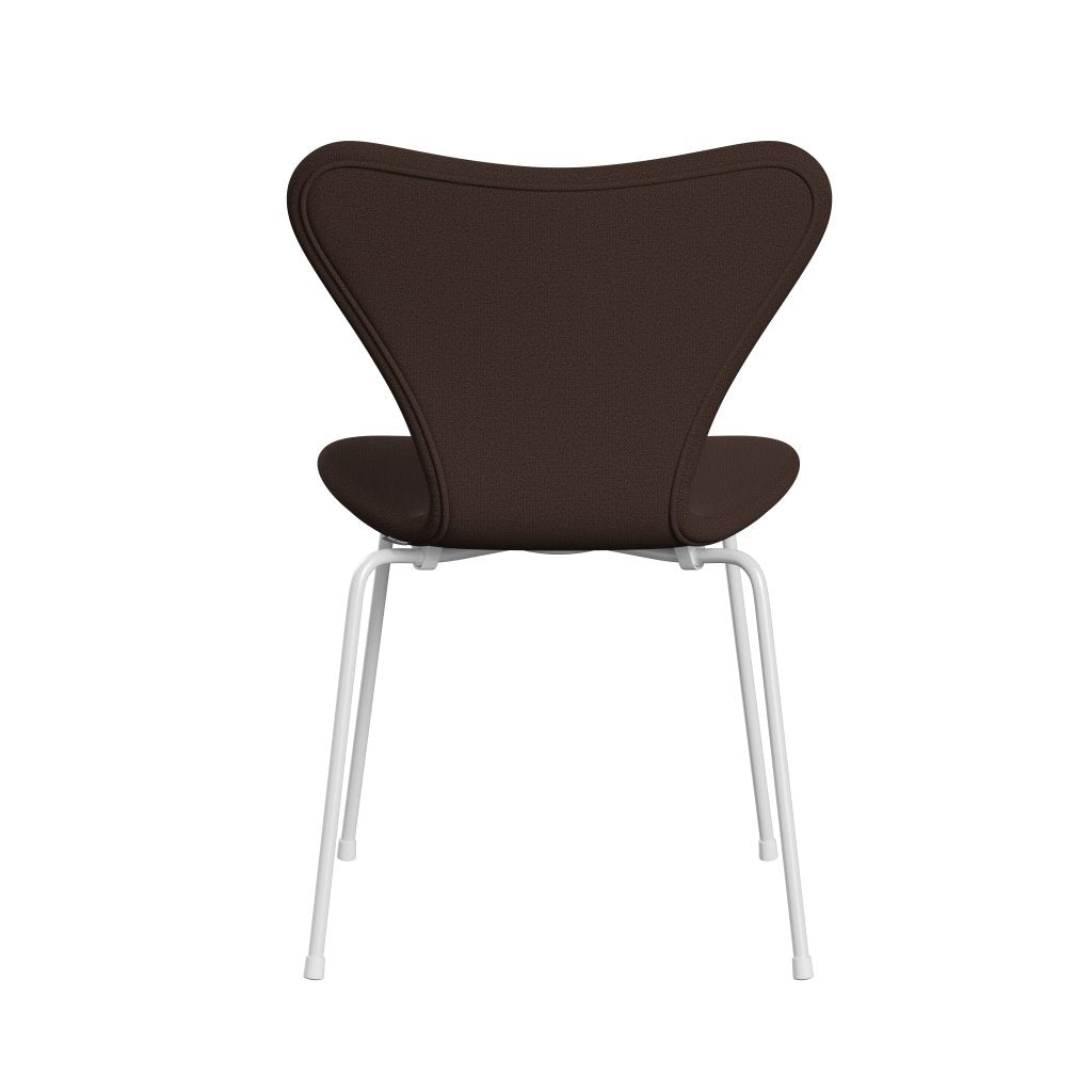 Fritz Hansen 3107 chaise complète complète, blanc / capture brun chocolat