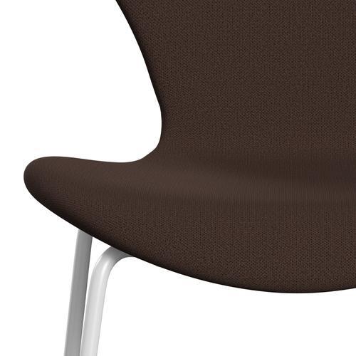 Fritz Hansen 3107 Chair Full Upholstery, White/Capture Chocolate Brown