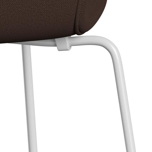 Fritz Hansen 3107 chaise complète complète, blanc / capture brun chocolat