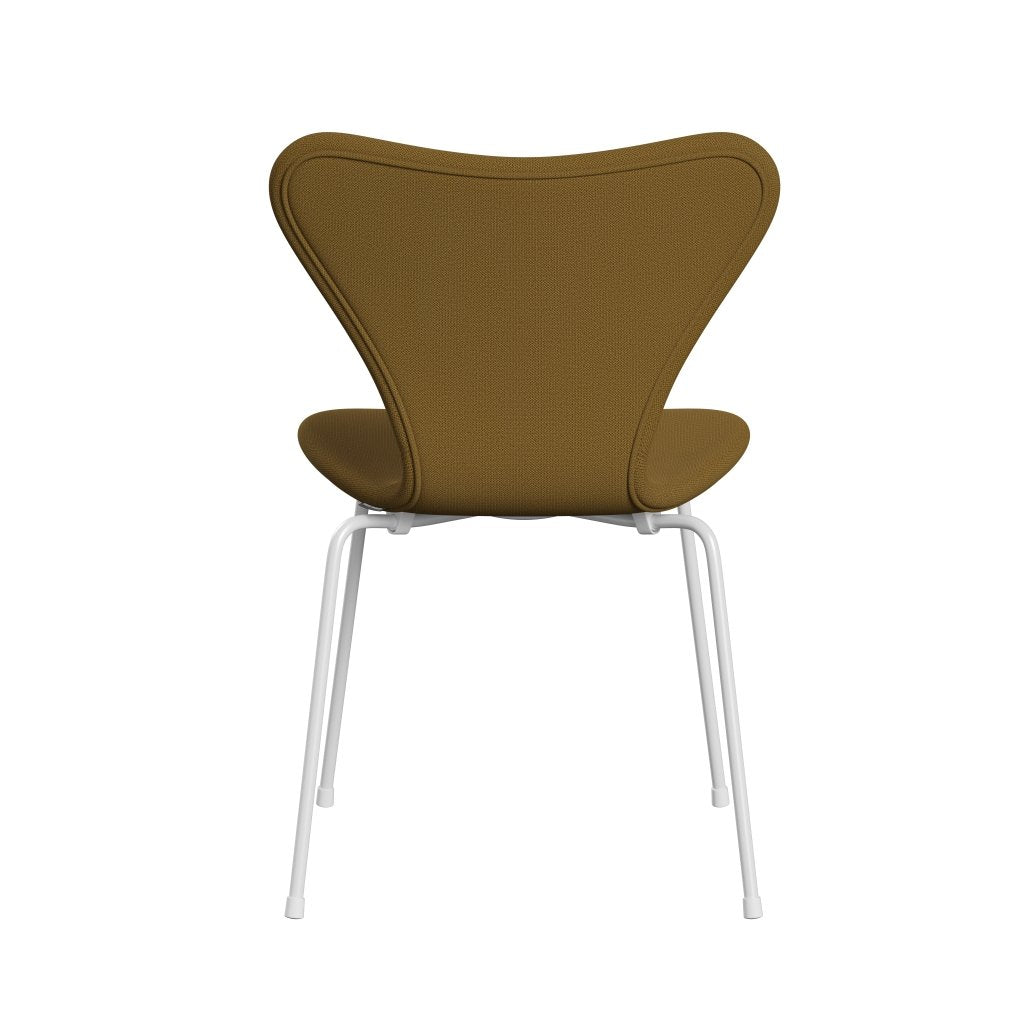 Fritz Hansen 3107 Silla tapicería completa, blanca/captura mostaza oscura