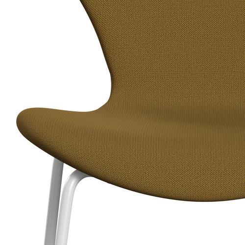 Fritz Hansen 3107 chaise pleine d'ameublement, blanc / capture moutarde sombre