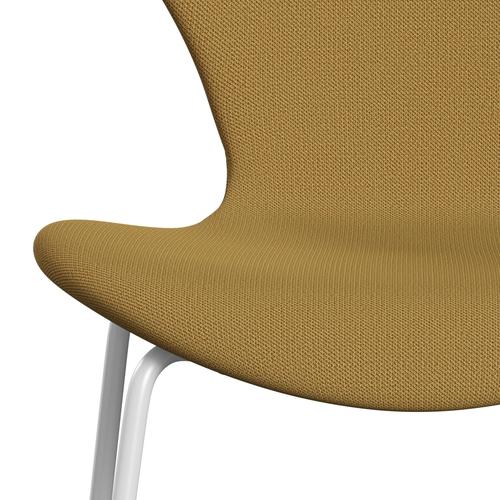 Fritz Hansen 3107 Chair Full Upholstery, White/Capture Mustard Light