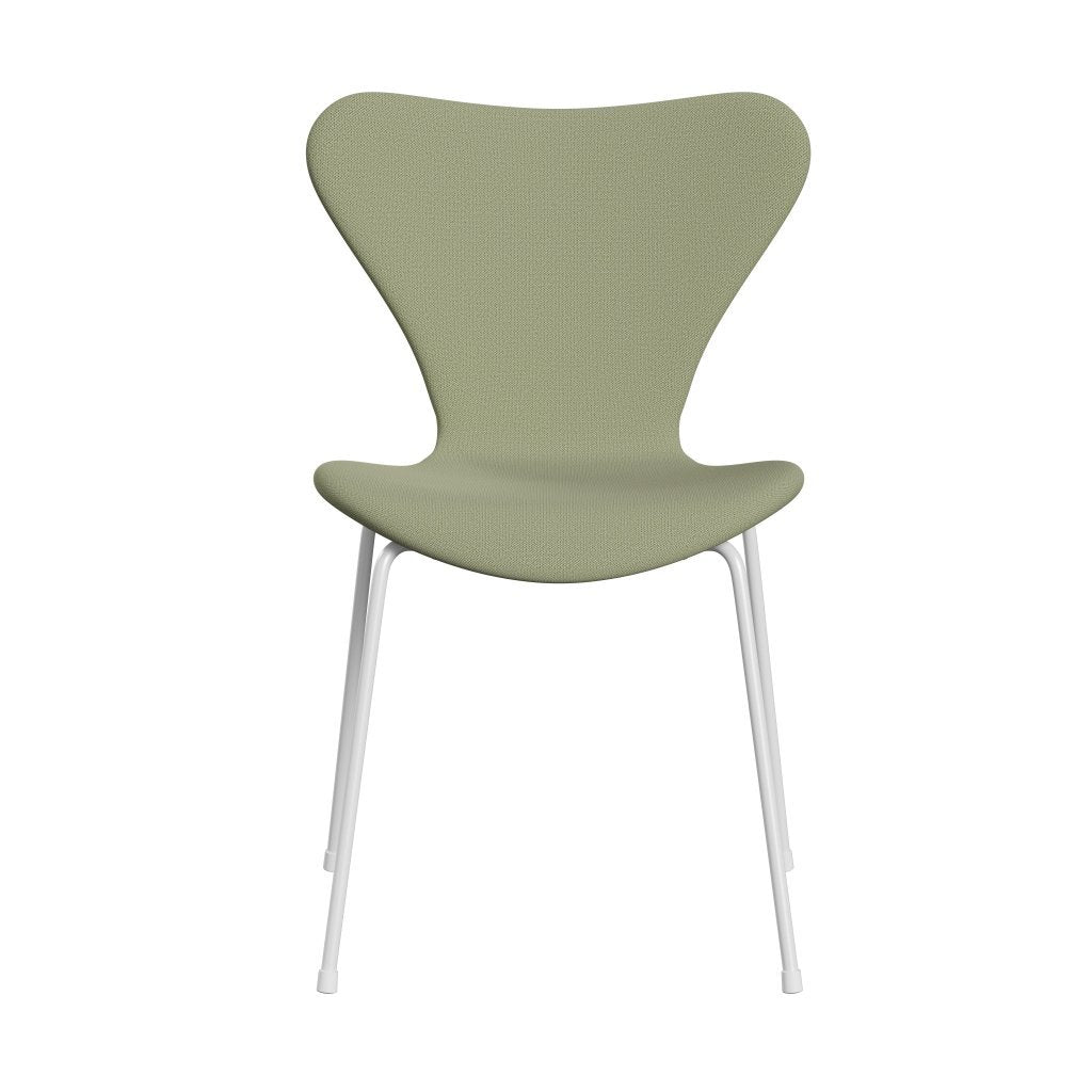 Fritz Hansen 3107 Stol Fuld polstring, White/Capture Soft Green