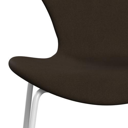 Fritz Hansen 3107 Stuhl Vollbeziegele, Weiß/Komfort Beige/Sand