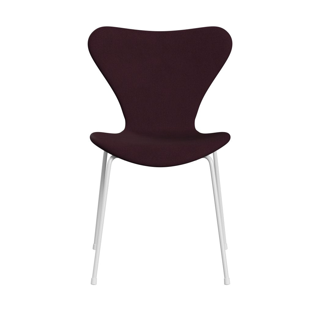 Fritz Hansen 3107 chaise complète complète, Bordeaux blanc / confort