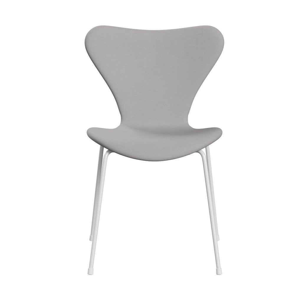 Fritz Hansen 3107 Silla tapicería completa, blanco/comodidad blanca/gris