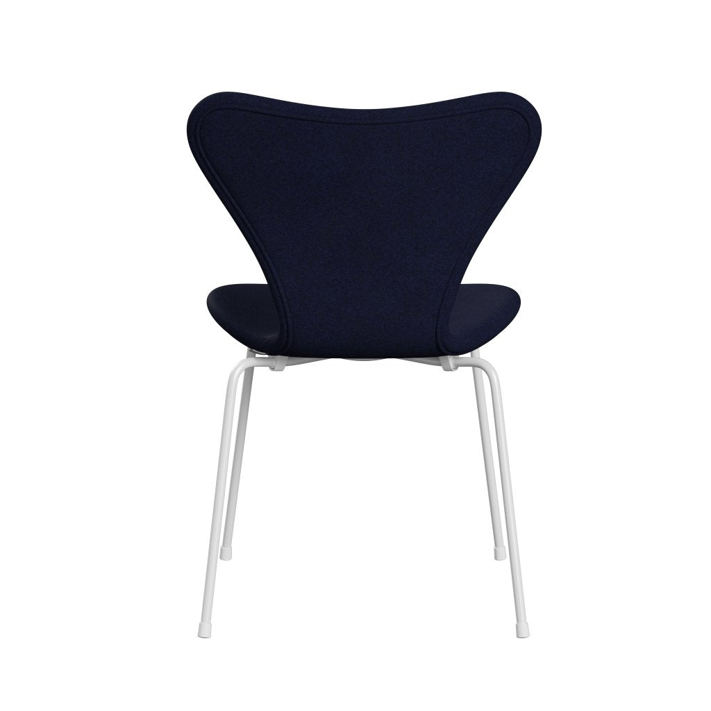 Fritz Hansen 3107 chaise complète complète, blanc / divina melange bleu foncé