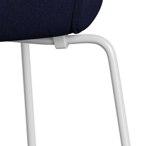 Fritz Hansen 3107 chaise complète complète, blanc / divina melange bleu foncé