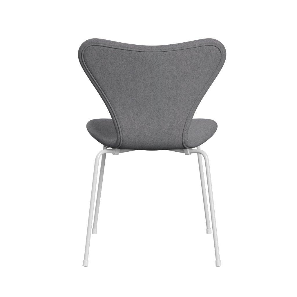 Fritz Hansen 3107 chaise pleine d'ameublement, White / Divina Melange Stone Grey