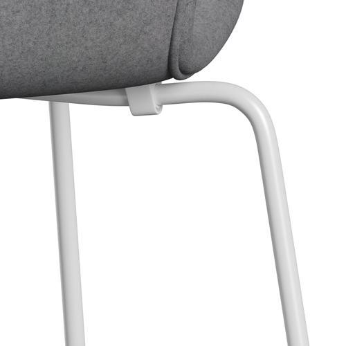 Fritz Hansen 3107 Stuhl Vollbeziegele, weiß/Divina Melange Stone Gray