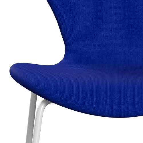 Fritz Hansen 3107 Stuhl Full Polster, Weiß/Ruhmblau blau