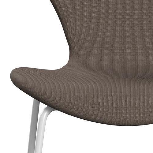 Fritz Hansen 3107 Silla tapicería completa, blanco/fama Silver Dark