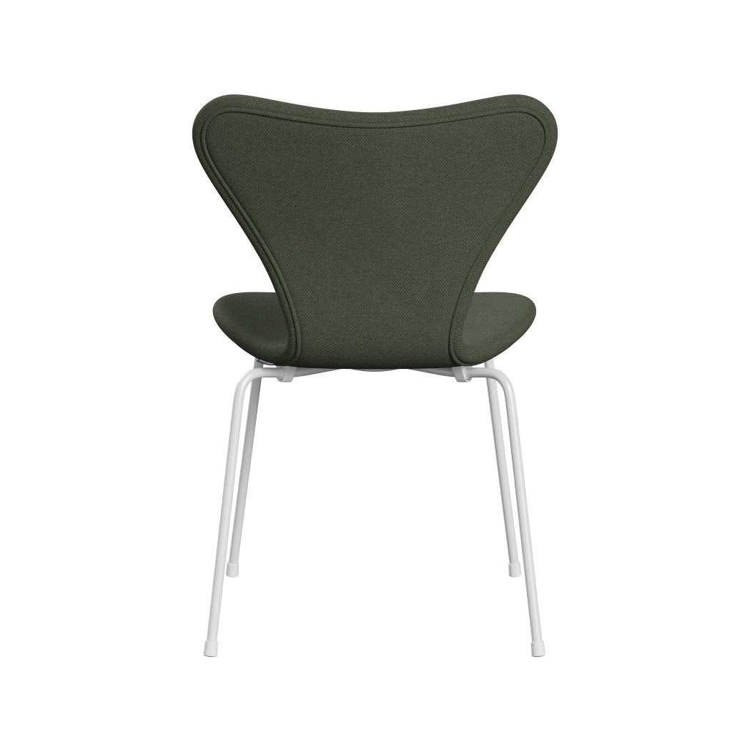 Fritz Hansen 3107 chaise complète complète, blanc / fiord olive vert / vert moyen