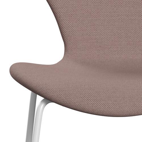 Fritz Hansen 3107 Silla tapicería completa, blanco/fiord rosa/bronceado