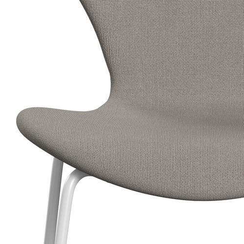 Fritz Hansen 3107 Silla tapicería completa, blanco/hallingdal gris claro (HAL113)