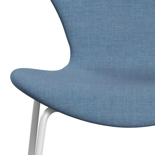 Fritz Hansen 3107 Stol Fuld polstring, White/Remix Blue (REM816)