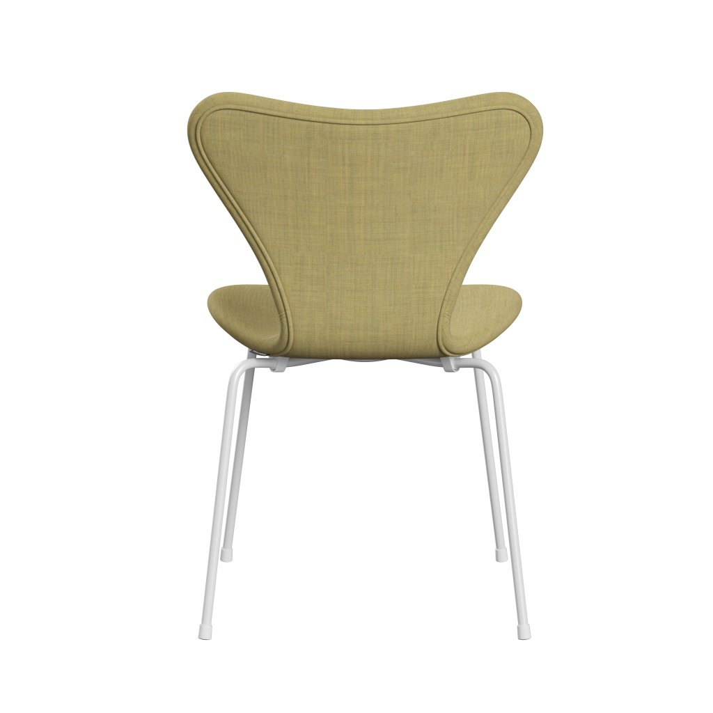 Fritz Hansen 3107 Silla tapicería completa, blanco/remix de maíz amarillo