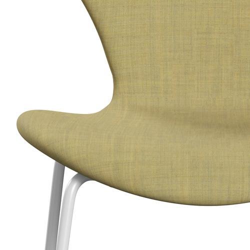 Fritz Hansen 3107 chaise pleine d'ameublement, blanc / remix Jaune de maïs