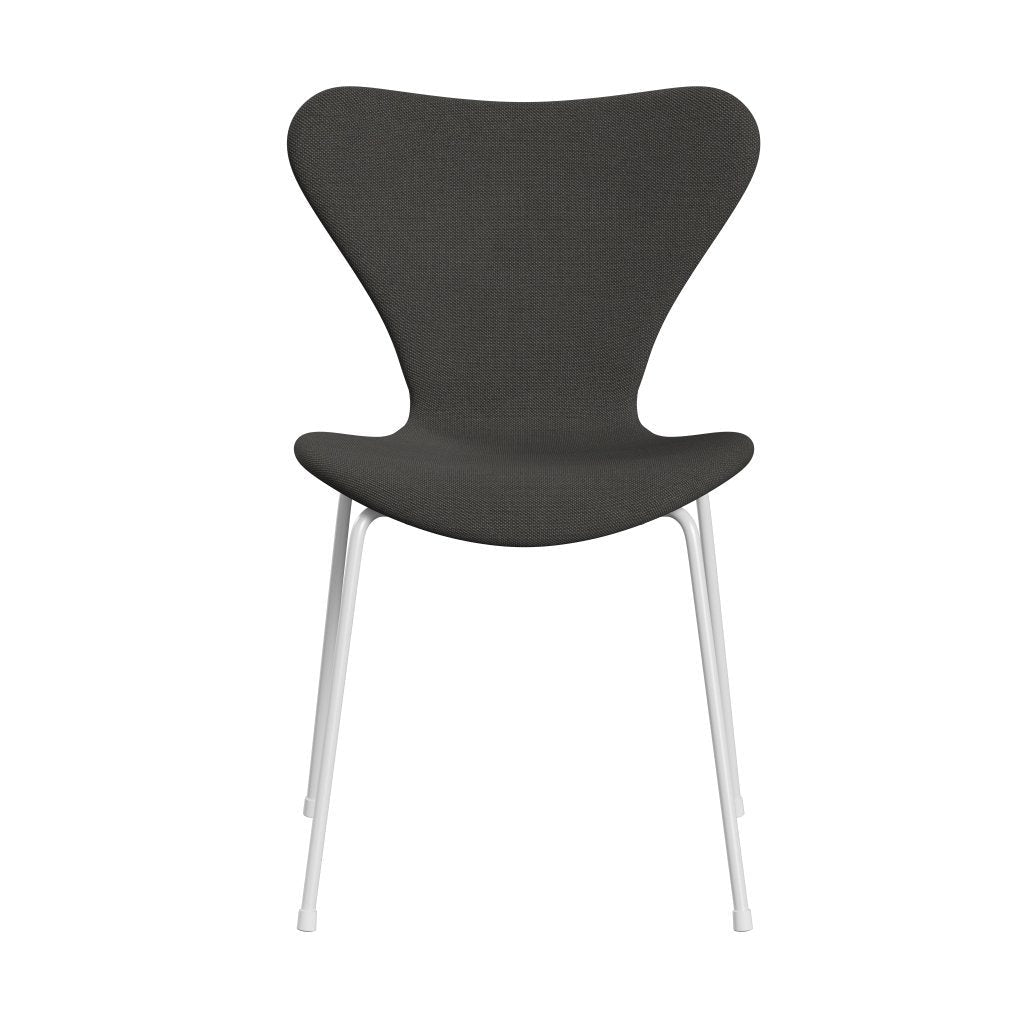 Fritz Hansen 3107 Silla tapicería completa, trío blanco/acero gris oscuro