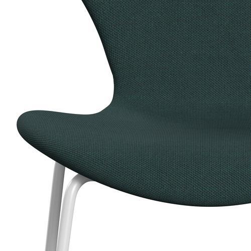 Fritz Hansen 3107 chaise complète en plein air, bouteille de trio blanc / Steelcut vert