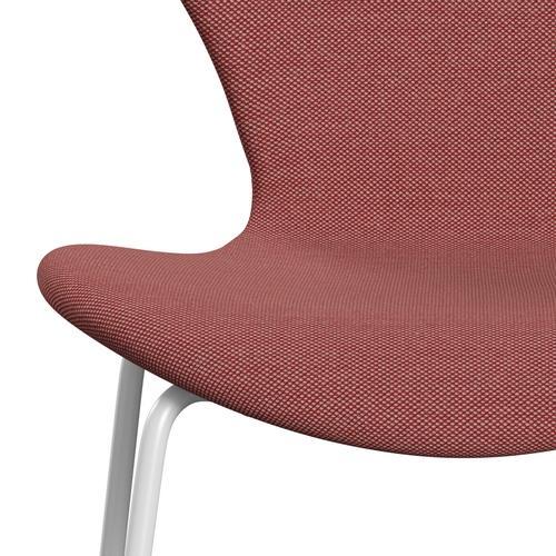 Fritz Hansen 3107 Stuhl Full Polster, Weiß/Steelcut Trio Pink/Rot/Schwarz