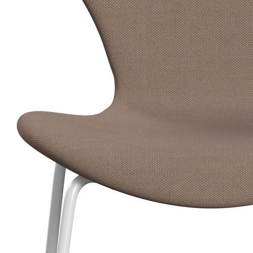 Fritz Hansen 3107 Chair Full Upholstery, White/Steelcut Trio Sand Colours