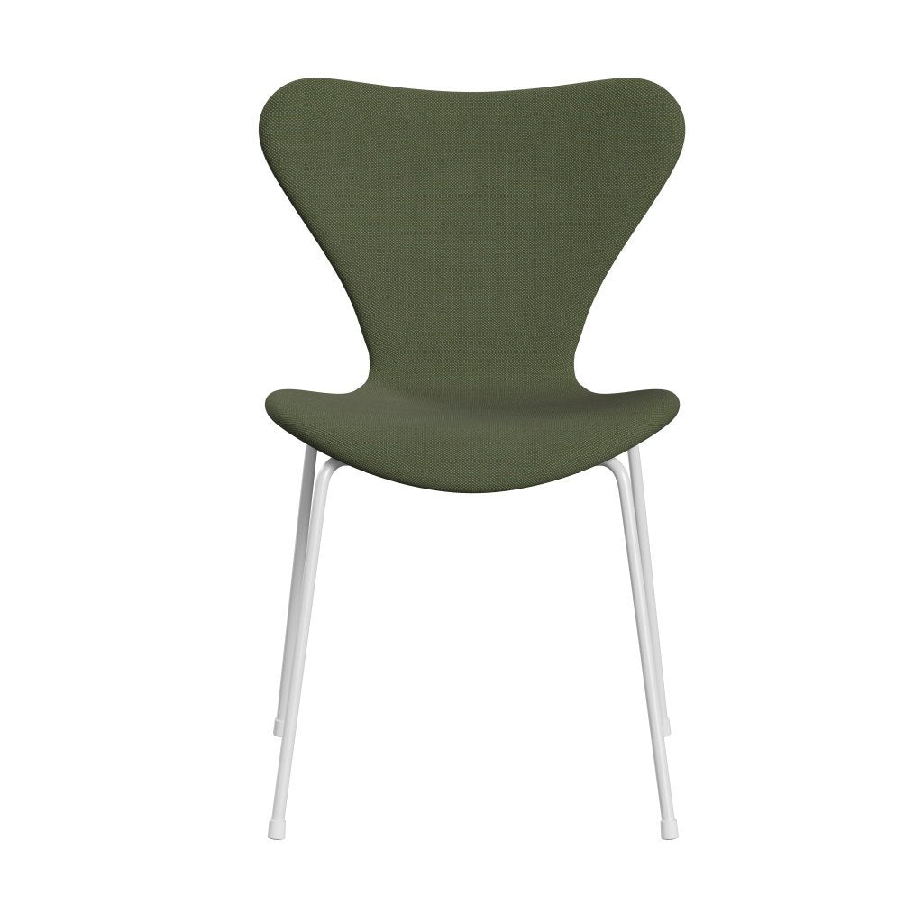 Fritz Hansen 3107 chaise complète complète, Trio blanc / Steelcut vert