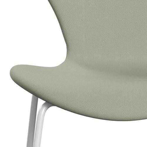 Fritz Hansen 3107 Stol Fuld polstring, White/Steelcut Turquoise Light